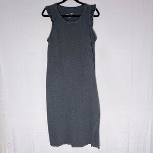 Universal Thread Grey Cotton Midi Length Sheath Dress W Ruffle Trim M